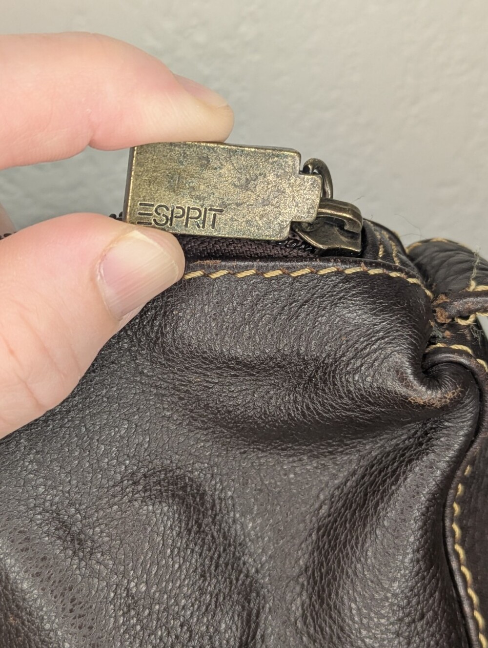 Vintage ESPRIT Collection San Francisco Chocolate Brown Leather Shoulder Bag 90s - Picture 5 of 13